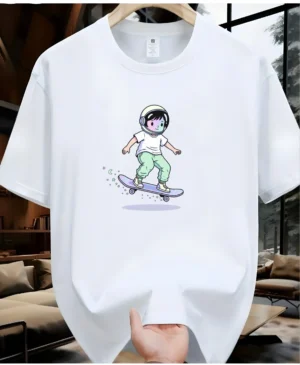 beyuaz kaykay baskılı tişört